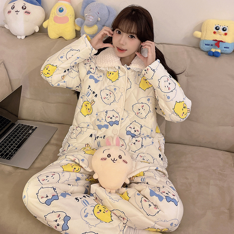 2025秋冬新款三层云朵棉睡衣女