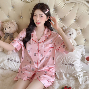 休闲两件套装 双口袋2026睡衣冰雪丝家居服女夏季 宿舍甜美少女短袖