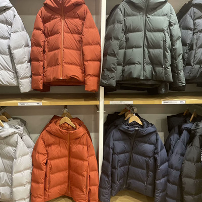 男装无缝羽绒连帽外套压胶羽绒服