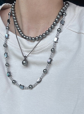 黑色猫咪大溪地黑人造珍珠项链