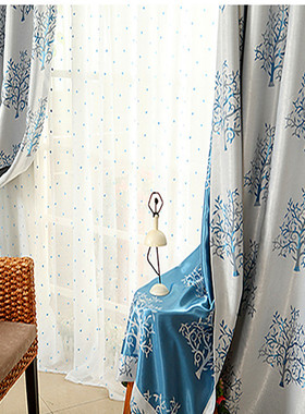 简约田园风半遮光窗帘卧室客厅防晒绿色小清新碎花宿舍出租房飘窗