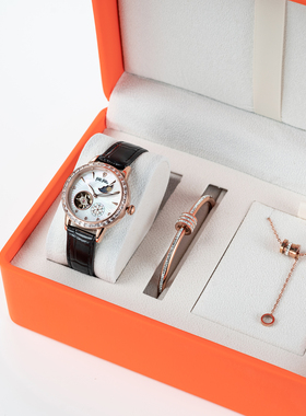 FolliFollie芙丽套装多功能月相星辰镂空自动机械女士手表套盒