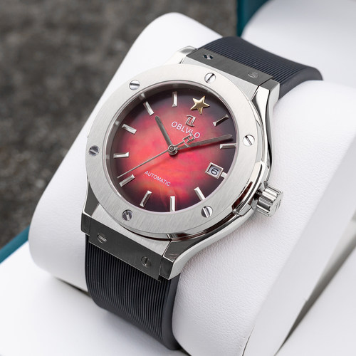 欧宝罗商务休闲男士腕表立体凸面表盘5ATM防水百搭全自动机械表