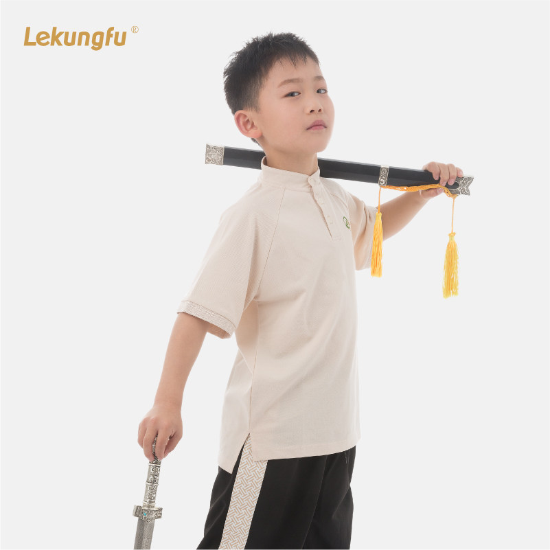 lekungfu儿童武术服装T恤太极服短袖成人武术服练功服训练服特价