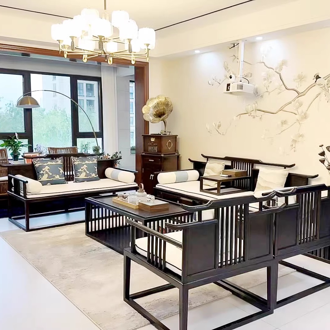 新中式实木沙发组合罗汉床大小户型客厅全屋别墅家具冬夏两用沙发