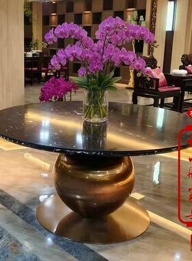大型装饰花台酒店艺术大圆桌售楼处部展示桌摆台端景台大堂风水台