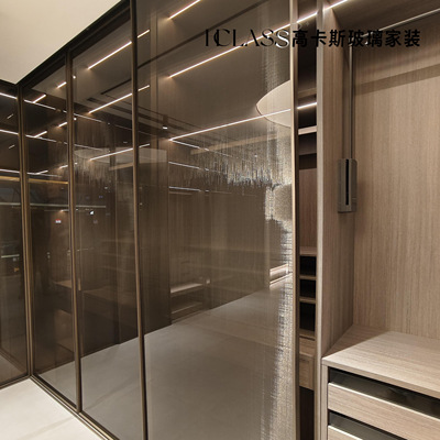 双层金丝钢化玻璃衣帽间屏风