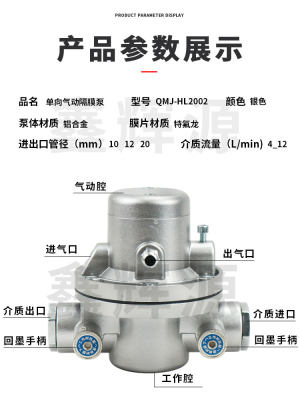 鑫辉源HL2002气动单向隔膜泵凹印覆膜机抽胶水气动泵印刷机吸墨泵