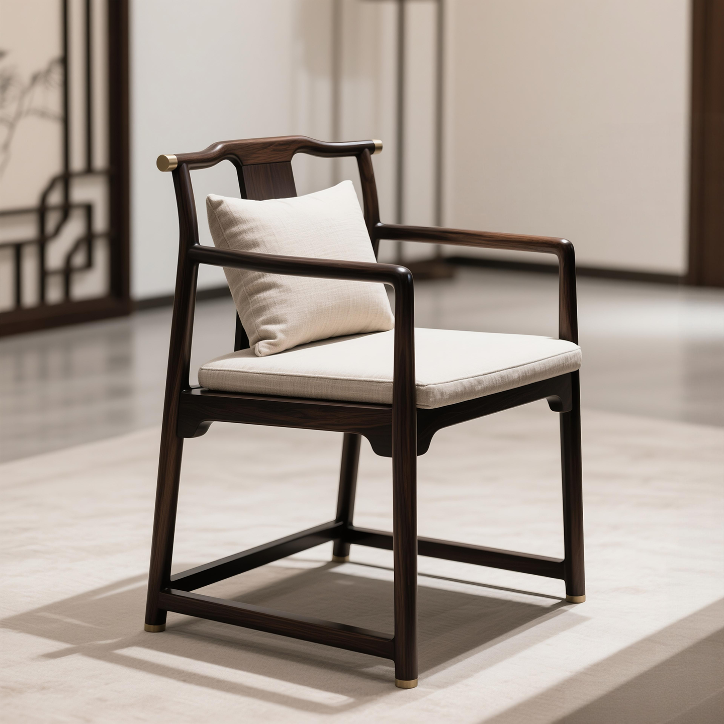 新中式乌金木榫卯实木扶手餐椅