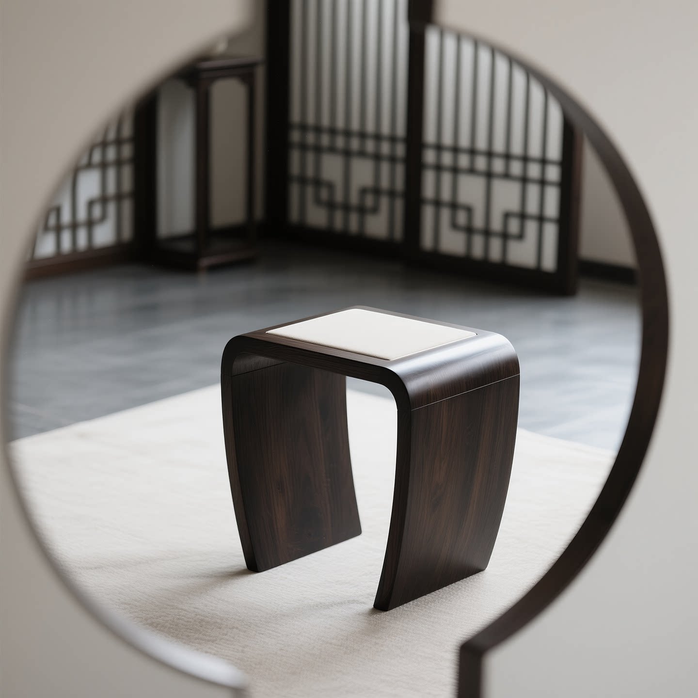 全实木梳妆凳新中式古筝凳客厅软包乌金木茶桌凳轻奢化妆台凳子