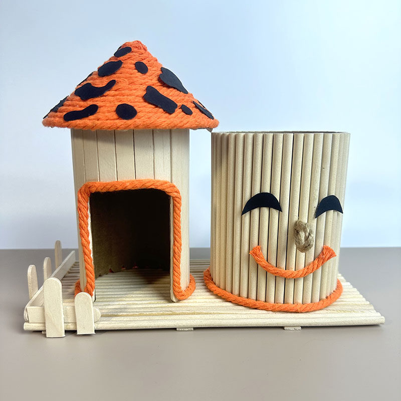 笔筒雪糕棒手工制作儿童建筑蘑菇屋diy手作材料包冰棒棍拼图玩具