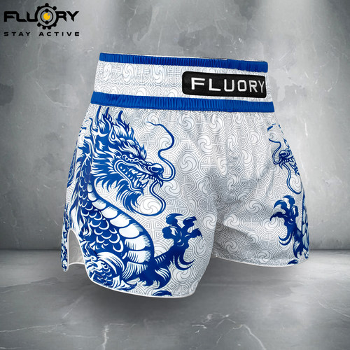 FLUORY火垒泰拳短裤散打搏击格斗训练儿童成人拳击短裤龙纹印花款