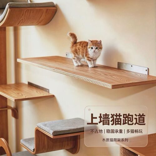 实木猫跳台上墙猫爬架猫跑道走廊