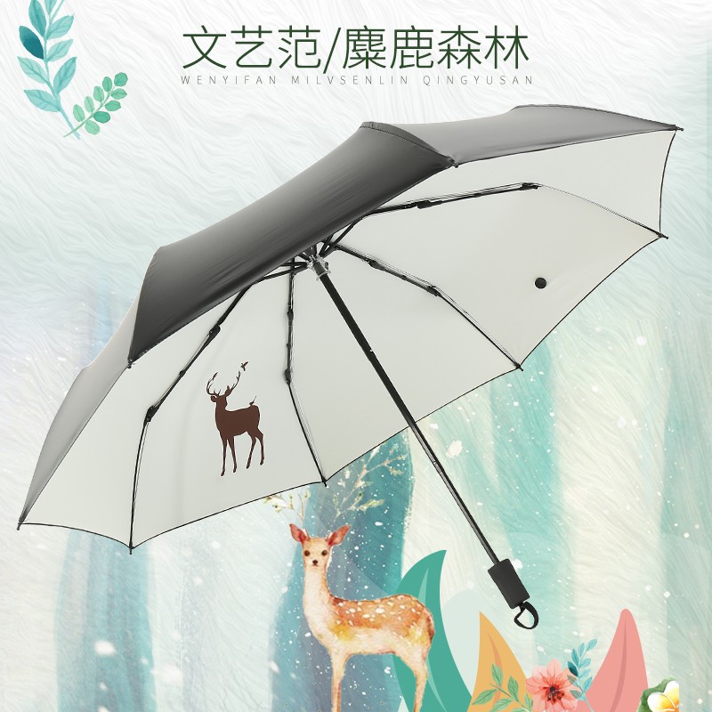 黑胶三折伞防晒成人手动防紫外线女生男女通用遮阳晴雨两用太阳伞