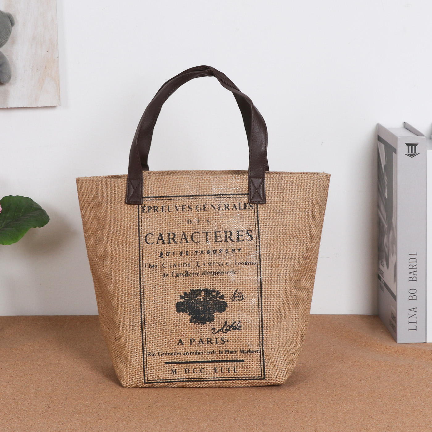 法式复古麻布手提袋购物袋