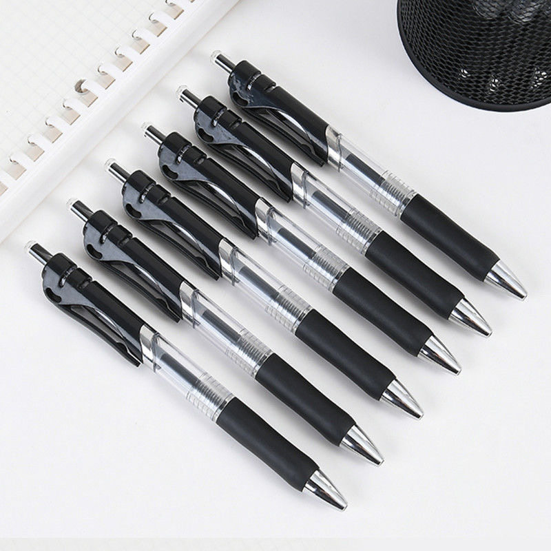 按动中性笔K35碳素笔0.5mm黑色学生学习圆珠笔会议签字笔办公