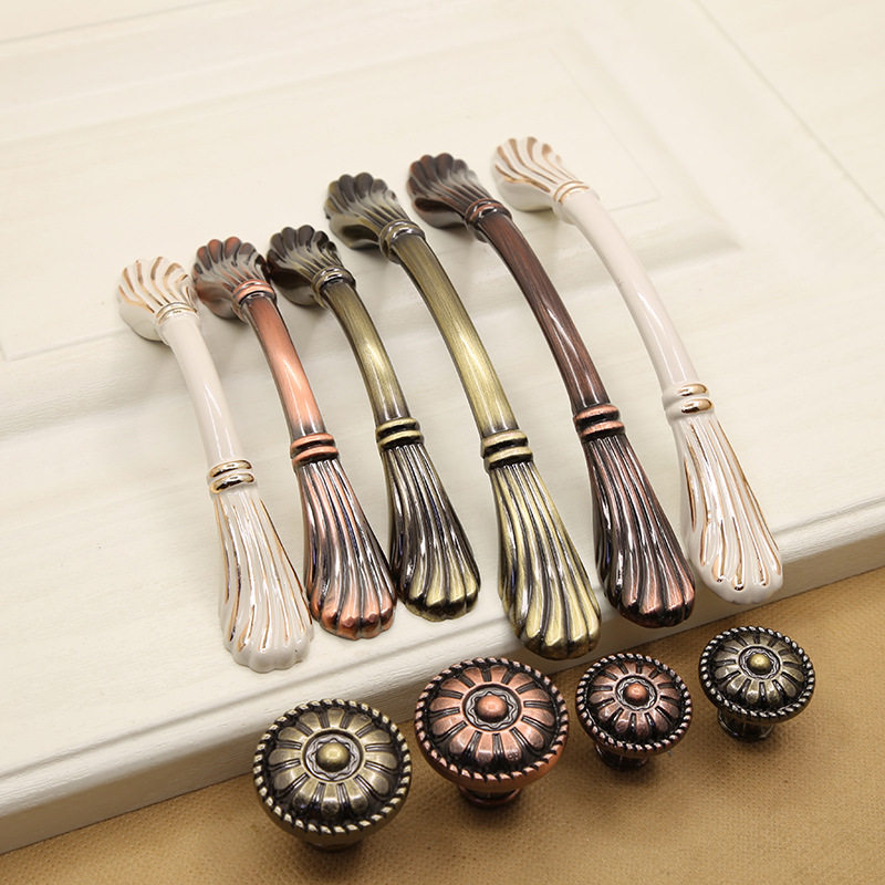 象牙白拉手欧式橱柜衣柜抽屉锌合金青古红古铜仿古把手工厂直销