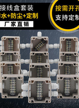 防水接线盒带端子明装户外abs塑料家用电源机器监控工地一通分二
