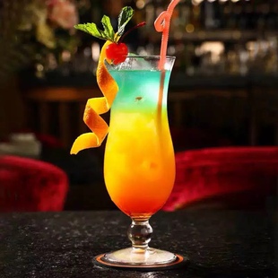 特饮杯 酒吧聚采 鸡尾酒杯 高脚果汁杯 435ml高脚杯长饮杯 飓风杯