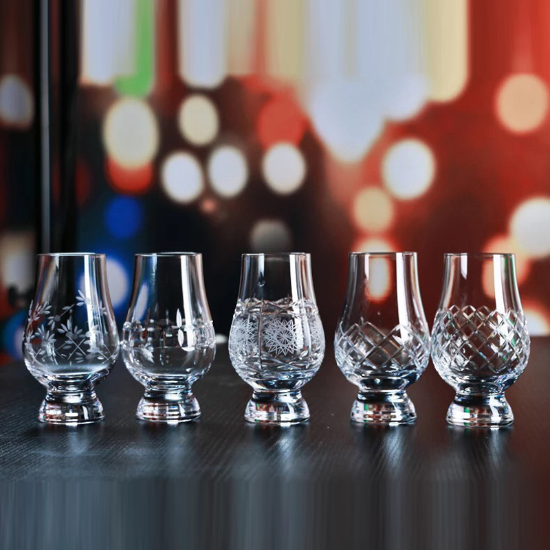 酒吧聚采水晶刻花威士忌杯