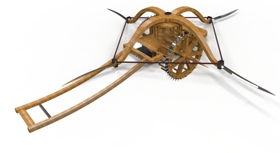 古代卷镰战车三维建模图纸 Creo设计 附stp和IGS格式