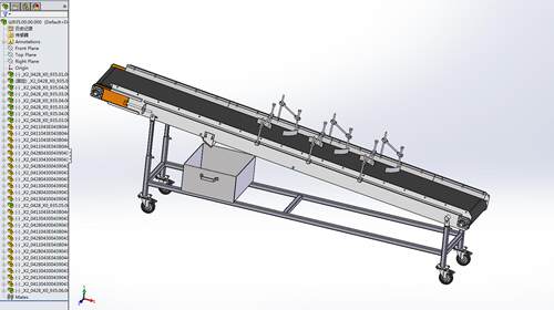 移动式爬坡皮带输送机3D模型图纸 Solidworks设计 附STEP