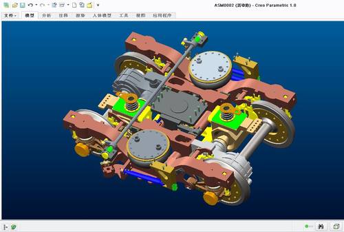 CRH380动车组转向架模型总体设计3D数模 CREO设计 附STP
