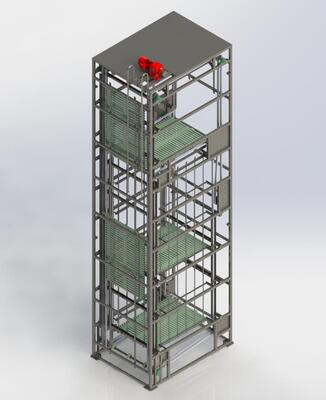 C型连续式升降机3D模型图纸 STEP格式