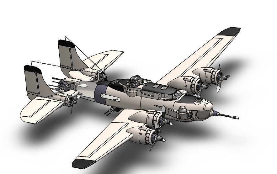 WW-ii轰炸机模型3D图纸 solidworks2015设计