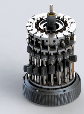 Curta手持机械式计算机器3D图纸(Type 1 ca 1930) Solidworks设计