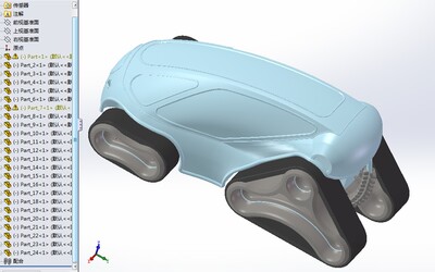 履带概念车设计图纸 Z3 IGS STP格式 雪地车3D建模
