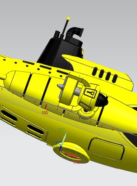 黄色小潜水艇模型3D图纸 stp和STL格式
