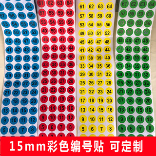 彩色数字贴直播间编号贴15mm圆形小贴纸标签服装尺码贴序号可定制