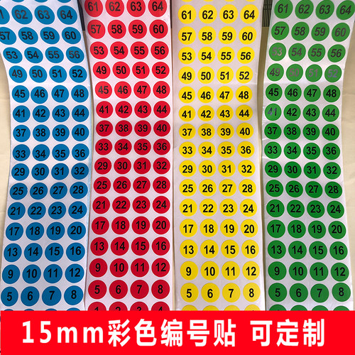 彩色数字贴直播间编号圆形小贴纸