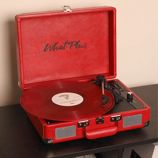 WhatPlus问加P1黑胶唱片机蓝牙音响一体式留声机播放器唱机礼物
