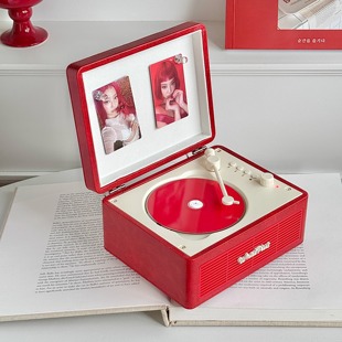 WhatPlus问加C300cd机专辑播放器蓝牙一体机cd唱片机复古火焰红