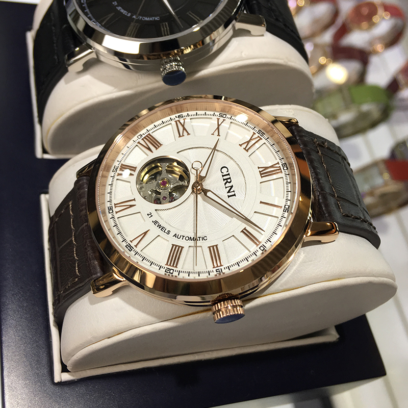 西亚尼手表男士全自动机械表真皮带镂空正品牌腕表潮十大防水男表
