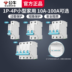 公牛空气开关保护1p空开2p三相3电闸4家用63a总闸32a空开关断路器