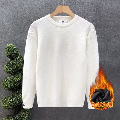 2025新款针织打底衫加绒加厚青少年秋冬中学生保暖衣毛衣男装冬季