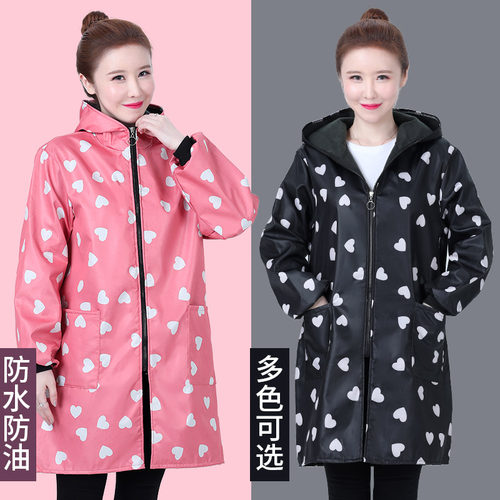 加绒罩衣冬季防油时尚长袖围裙