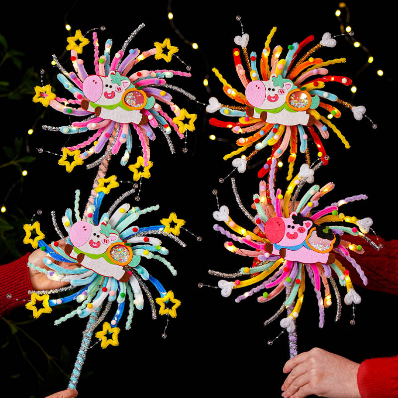 马年摇摇乐旋转烟花灯材料包