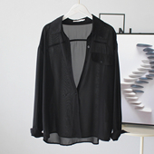 衬衫 百搭防晒衫 小外套垂雪纺不易皱 女正肩显瘦基础款 薄纱防晒小衫