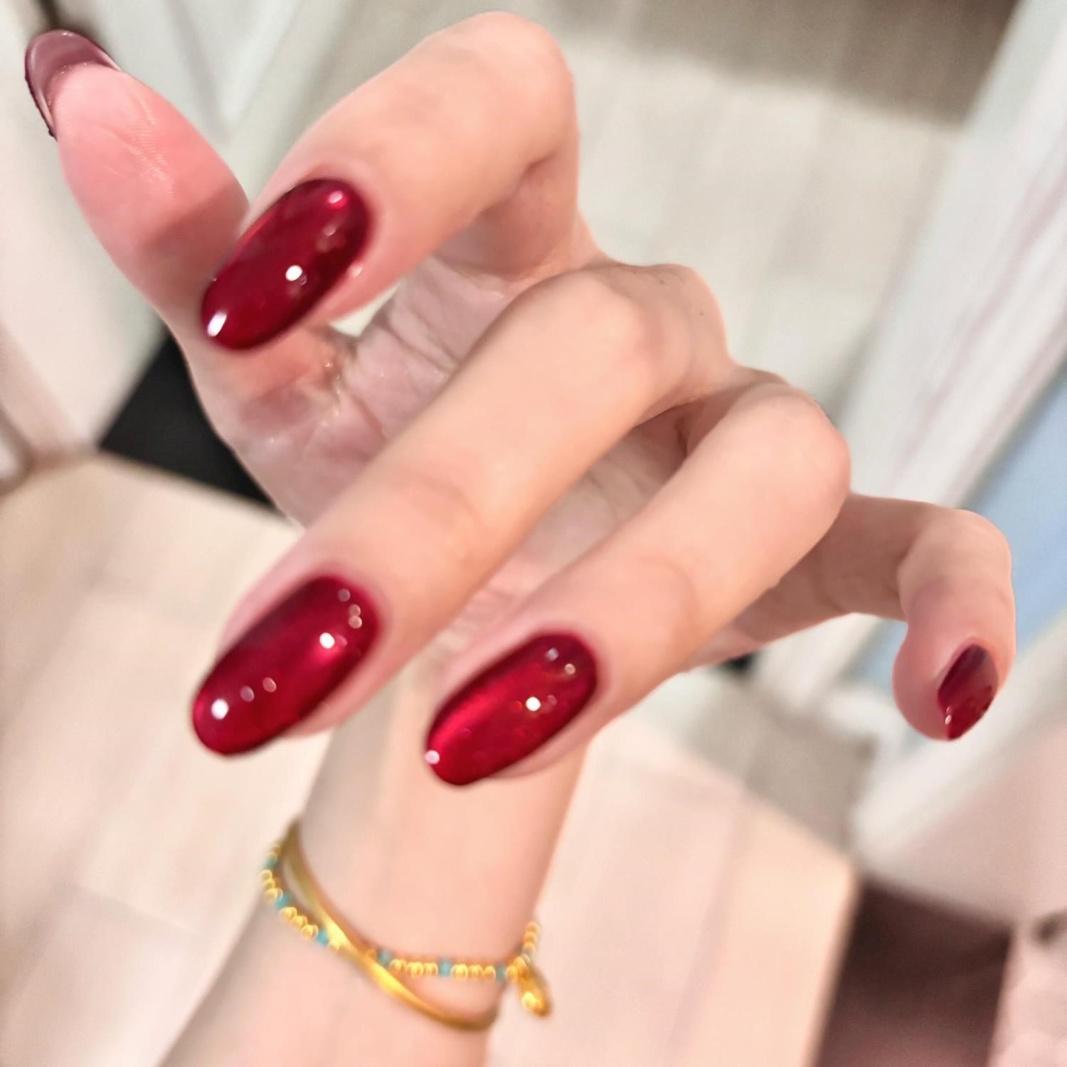 【红宝石】高品质纯手工复古牛血红玻璃珠猫眼穿戴甲显白美甲成品,彩妆/香水/美妆工具,穿戴甲/甲片,淘宝优惠券,粉丝福利购,淘宝优惠卷