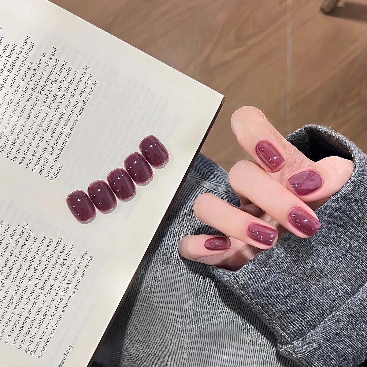 纯手工穿戴甲定制款纯色乌梅裸显白高级短款2025新款美甲玫瑰海岸,彩妆/香水/美妆工具,穿戴甲/甲片,淘宝优惠券,粉丝福利购,淘宝优惠卷