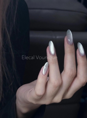 【白灰色晶石猫眼】手工穿戴甲裸灰色显白新娘孕妇可拆卸美甲贴片