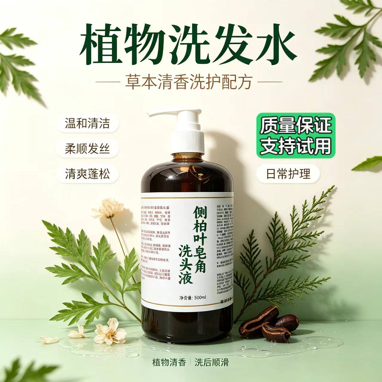 植物侧柏叶洗发水养护型控油去屑