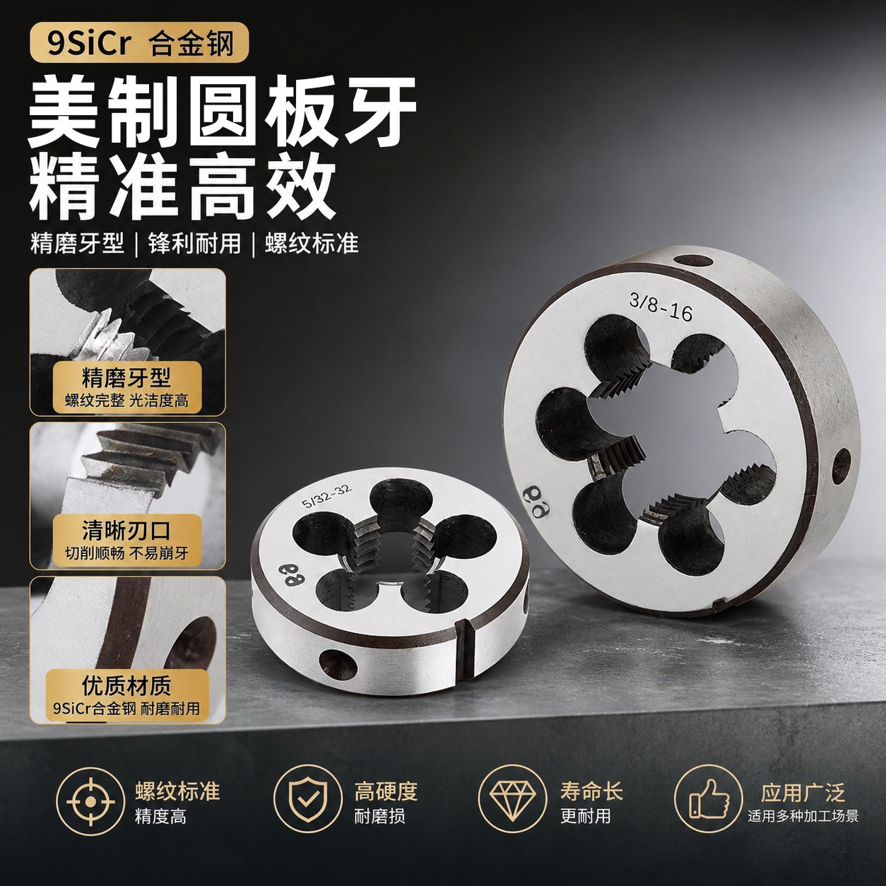英美制圆板牙UN美制螺纹