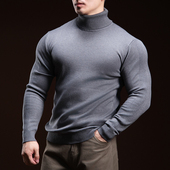 秋冬季 修身 新款 BARBRO高领毛衣男士 内搭打底衫 男装 针织衫 男纯色