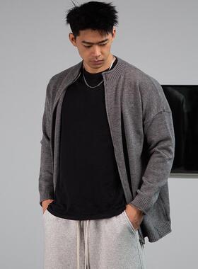 BARBRO日系复古开衫毛衣男款痞帅感宽松慵懒感风针织外套百搭休闲