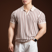 商务休闲上衣男士 男2026夏季 Polo POLO衫 BARBRO条纹翻领老钱风短袖